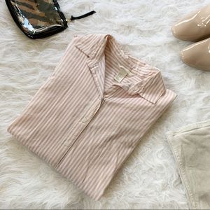 H&M Boyfriend Style Pink Striped Button Down